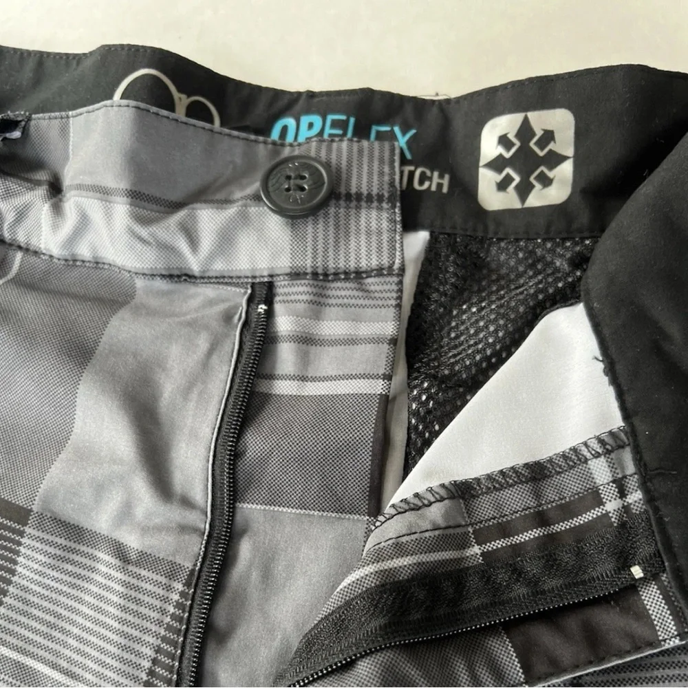 OP Board Shorts Men’s 36 Swim Trunks Black and Gray Plaid NWOT - Picture 4 of 8